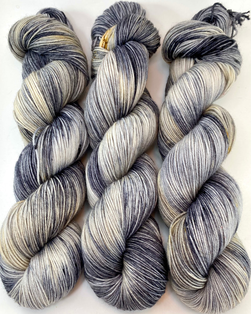 Hand Dyed Yarn Scattered Grey Silver Brown Black Speckled Merino