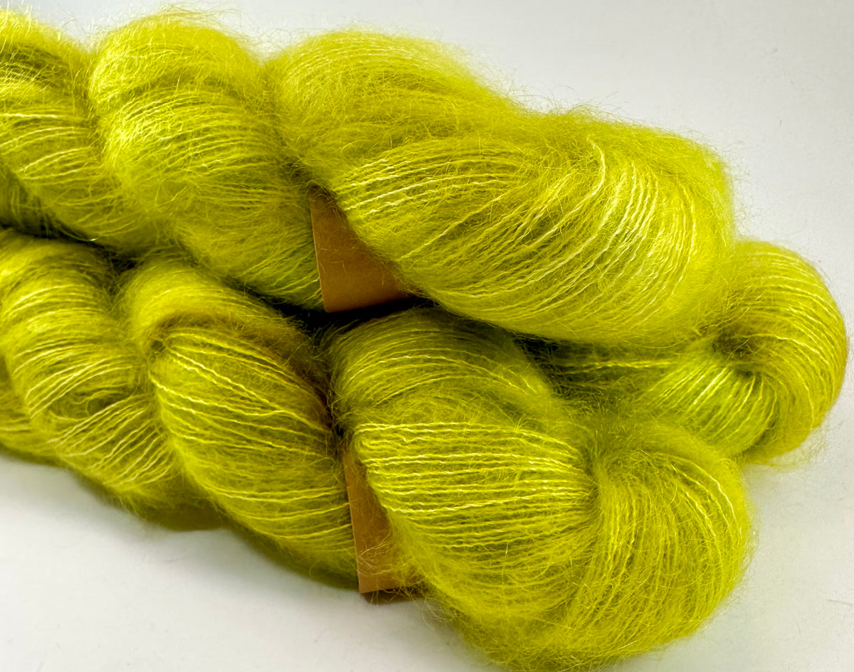Hand Dyed Yarn Sprung Lime Chartreuse Green Yellow Gold Kid