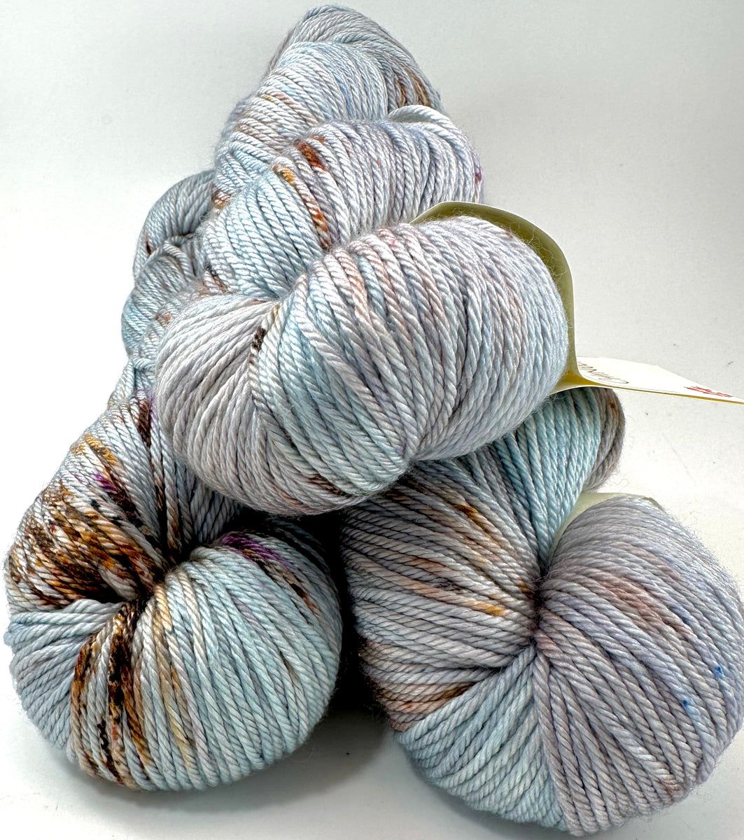 Hand Dyed Yarn Scattered Grey Silver Brown Black Speckled Merino