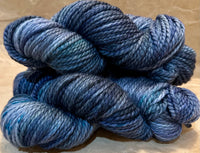 Hand Dyed Yarn "Nightswimming" Blue Navy Spruce Grey Green Gray Denim Gunmetal Speckled Merino Nylon Bulky Superwash 140yd/128m 115g