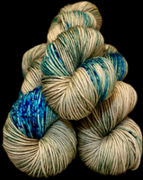 Hand Dyed Yarn "Glacial" Turquoise Teal Violet Blue Spruce Green Brown Tan Caramel Speckled Merino DK Superwash 243yds 222m 100g