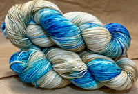 Hand Dyed Yarn "Glacial" Turquoise Teal Violet Blue Spruce Brown Tan Caramel Speckled Merino Nylon Fine Fingering SW 487yds 445m 100g