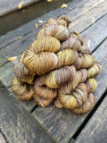 RESERVED for SHERRILL** Hand Dyed Yarn "Medallion" Khaki Brown Chestnut Green Gold Caramel Merino Silk DK Superwash 246yds 100g x 8 hanks