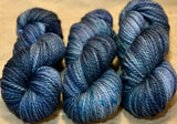 Hand Dyed Yarn "Nightswimming" Blue Navy Spruce Grey Green Gray Denim Gunmetal Speckled Merino Nylon Bulky Superwash 140yd/128m 115g