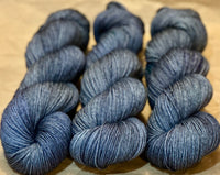 Hand Dyed Yarn "Nightswimming" Blue Navy Spruce Grey Green Gray Denim Gunmetal Speckled Merino Nylon Bulky Superwash 140yd/128m 115g