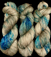 Hand Dyed Yarn "Glacial" Turquoise Teal Violet Blue Spruce Green Brown Tan Caramel Speckled Merino DK Superwash 243yds 222m 100g