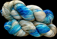 Hand Dyed Yarn "Glacial" Turquoise Teal Violet Blue Spruce Brown Tan Caramel Speckled Merino Nylon Fine Fingering SW 487yds 445m 100g