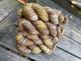 RESERVED for SHERRILL** Hand Dyed Yarn "Medallion" Khaki Brown Chestnut Green Gold Caramel Merino Silk DK Superwash 246yds 100g x 8 hanks