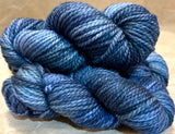 Hand Dyed Yarn "Nightswimming" Blue Navy Spruce Grey Green Gray Denim Gunmetal Speckled Merino Nylon Bulky Superwash 140yd/128m 115g