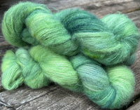 Hand Dyed Yarn "Just Escarole With It" Chartreuse Green Emerald Avocado Baby Suri Alpaca Silk Heavy Laceweight 328yds 300m 50g