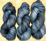 Hand Dyed Yarn "Nightswimming" Blue Navy Spruce Grey Green Gray Denim Gunmetal Speckled Merino Nylon Bulky Superwash 140yd/128m 115g