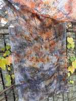 RESERVED for Ruth** Hand Dyed Silk Scarf & Merino Scarf "Rusty Bucket" Grey Silver Brown Caramel Copper Gold Rust Mulberry Silk Scarf 23” x 82” and Fine Merino Wool Scarf 28” x 80”