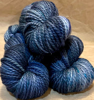 Hand Dyed Yarn "Nightswimming" Blue Navy Spruce Grey Green Gray Denim Gunmetal Speckled Merino Nylon Bulky Superwash 140yd/128m 115g