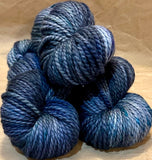 Hand Dyed Yarn "Nightswimming" Blue Navy Spruce Grey Green Gray Denim Gunmetal Speckled Merino Nylon Bulky Superwash 140yd/128m 115g