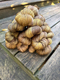 RESERVED for SHERRILL** Hand Dyed Yarn "Medallion" Khaki Brown Chestnut Green Gold Caramel Merino Silk DK Superwash 246yds 100g x 8 hanks
