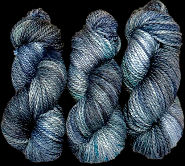 Hand Dyed Yarn "Nightswimming" Blue Navy Spruce Grey Green Gray Denim Gunmetal Speckled Merino Nylon Bulky Superwash 140yd/128m 115g