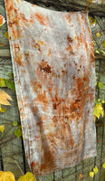 RESERVED for Ruth** Hand Dyed Silk Scarf & Merino Scarf "Rusty Bucket" Grey Silver Brown Caramel Copper Gold Rust Mulberry Silk Scarf 23” x 82” and Fine Merino Wool Scarf 28” x 80”