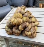 RESERVED for SHERRILL** Hand Dyed Yarn "Medallion" Khaki Brown Chestnut Green Gold Caramel Merino Silk DK Superwash 246yds 100g x 8 hanks
