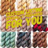 RESERVED for Doris** Hand Dyed Yarn Merino Fingering Singles 465yds 115g x 8 hanks + KidMo Silk Lace 465yds 50g x 1 hank Various Colourways