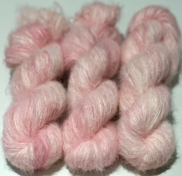 Hand Dyed Yarn "Pixie Apples" Pink Blush Rose Pink Pink Pink Didimentionpink Baby Suri Alpaca Silk Heavy Laceweight 328yds 50g