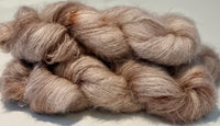 Hand Dyed Yarn "Sabelle" Ecru Tan Taupe Brown Baby Suri Alpaca Silk Heavy Laceweight 328yds 50g