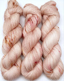 Hand Dyed Yarn "Sunspot Baby" Blush Tan Pink Brown Gold Orange Speckled Merino Nylon Light Fingering Superwash 487yds 100g