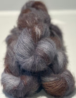 Hand Dyed Yarn "Cast Iron" Grey Silver Charcoal Brown Rust Cinnamon Baby Suri Alpaca Silk Heavy Laceweight 328yds 50g