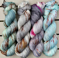 RESERVED for Ricky** Hand Dyed Yarn Various Colourways Bluefaced Leicester BFL Silk Fingering SW 425yds 115g x 4 Hanks