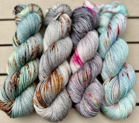 RESERVED for Ricky** Hand Dyed Yarn Various Colourways Bluefaced Leicester BFL Silk Fingering SW 425yds 115g x 4 Hanks