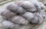 Hand Dyed Yarn "Back Deck" Grey Greige Tan Blush Silver Brown Baby Suri Alpaca Silk Laceweight 437yds 50g