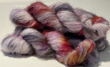 Hand Dyed Yarn "Up to No Good" Grey Silver Purple Brown Gold Red Yellow Baby Suri Alpaca Silk Heavy Laceweight 328yds 50g