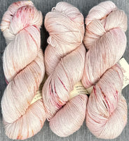 Hand Dyed Yarn "Sunspot Baby" Blush Tan Rose Pink Ecru Brown Gold Orange Speckled Merino Lotus Light Fingering SW 495yds 115g