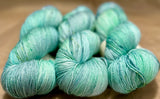 Hand Dyed Yarn "Sylph" Green Lime Blue Turquoise Mint Aqua Yellow Merino Lotus Light Fingering SW 495yds 115g