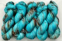 Hand Dyed Yarn "Guitars, Cadillacs" Turquoise Brown Rust Teal Violet Copper Speckled Merino Nylon Fine Fingering SW 487yds 100g