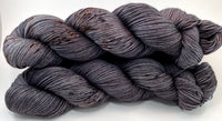 Hand Dyed Yarn "Cast Iron" Grey Brown Charcoal Blackish Rust Speckled Merino Silk Fingering Superwash 438yds 100g