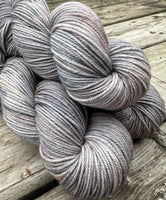 Hand Dyed Yarn "Back Deck" Grey Brown Gray Greige Tan Taupe Smoky Bluefaced Leicester BFL DK Non-Superwash 278yds 115g