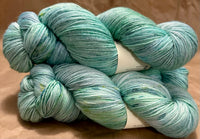 Hand Dyed Yarn "Sylph" Green Lime Blue Turquoise Mint Aqua Yellow Merino Lotus Light Fingering SW 495yds 115g