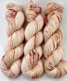 Hand Dyed Yarn "Sunspot Baby" Blush Tan Pink Brown Gold Orange Speckled Merino Nylon Light Fingering Superwash 487yds 100g