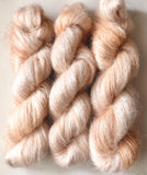 Hand Dyed Yarn "Nanny’s Linen" Ecru Tan Blush Pale SuperKid Mohair Silk Laceweight 465yds 50g