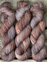 RESERVED for Marilee**Hand Dyed Yarn "Whippoorwill" Grey Brown Copper Silver Tan Caramel Beige Black Speckled Merino Worsted Superwash 218yds 100g