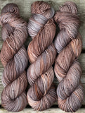 RESERVED for Marilee**Hand Dyed Yarn "Whippoorwill" Grey Brown Copper Silver Tan Caramel Beige Black Speckled Merino Worsted Superwash 218yds 100g