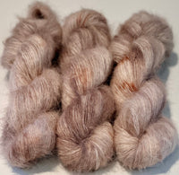 Hand Dyed Yarn "Sabelle" Ecru Tan Taupe Brown Baby Suri Alpaca Silk Heavy Laceweight 328yds 50g