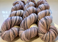 Hand Dyed Yarn "Susurrus" Blush Rose Beige Mauve Pink Purple Merino Nylon Zebra Fingering Superwash 438yds 100g