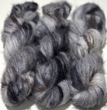 Hand Dyed Yarn "Scattered" Grey Silver Charcoal Brown Black Baby Suri Alpaca Silk Heavy Laceweight 328yds 50g