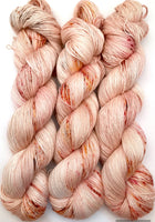 Hand Dyed Yarn "Sunspot Baby" Blush Tan Pink Ecru Brown Gold Orange Speckled Merino Silk Fingering Singles Superwash 438yds 100g