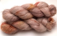 Hand Dyed Yarn "Caramel Mochaccino" Brown Gold Caramel Taupe Pink Baby Suri Alpaca Silk Laceweight 437yds 50g