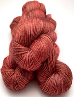 Hand Dyed Yarn "Another Brick in the Shawl" Brick Red Rust Brown Orange Pink Copper Speckled Polwarth DK 246yds 100g