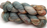 Hand Dyed Yarn "Pheasant Plucker" Green Grey Brown Gold Avocado Copper Scarlet Speckled SW Polwarth DK 246yds 100g