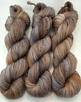 RESERVED for Marilee**Hand Dyed Yarn "Whippoorwill" Grey Brown Copper Silver Tan Caramel Beige Black Speckled Merino Worsted Superwash 218yds 100g