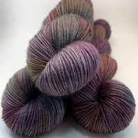 Hand Dyed Yarn “Grace, Too” Purple Plum Green Red Brown Pink Maroon Wine Navy Grey Khaki Speckled Merino DK ULTRAFINE Superwash 243yds 100g